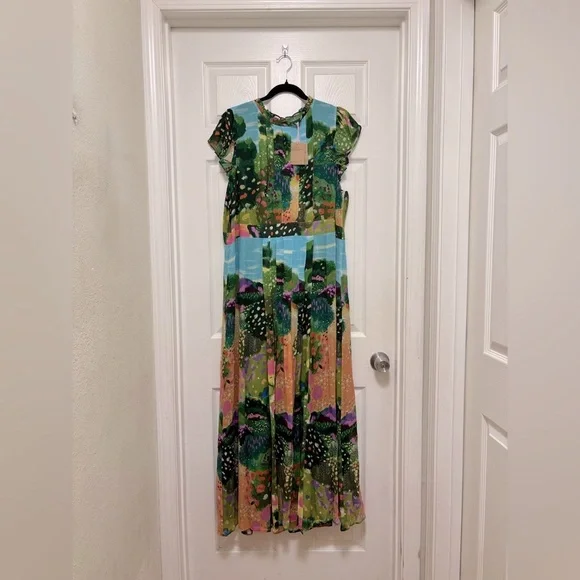 NWT BODEN Pleat Ruffle Maxi Dress in Multi Garden Path - Picture 8 of 13